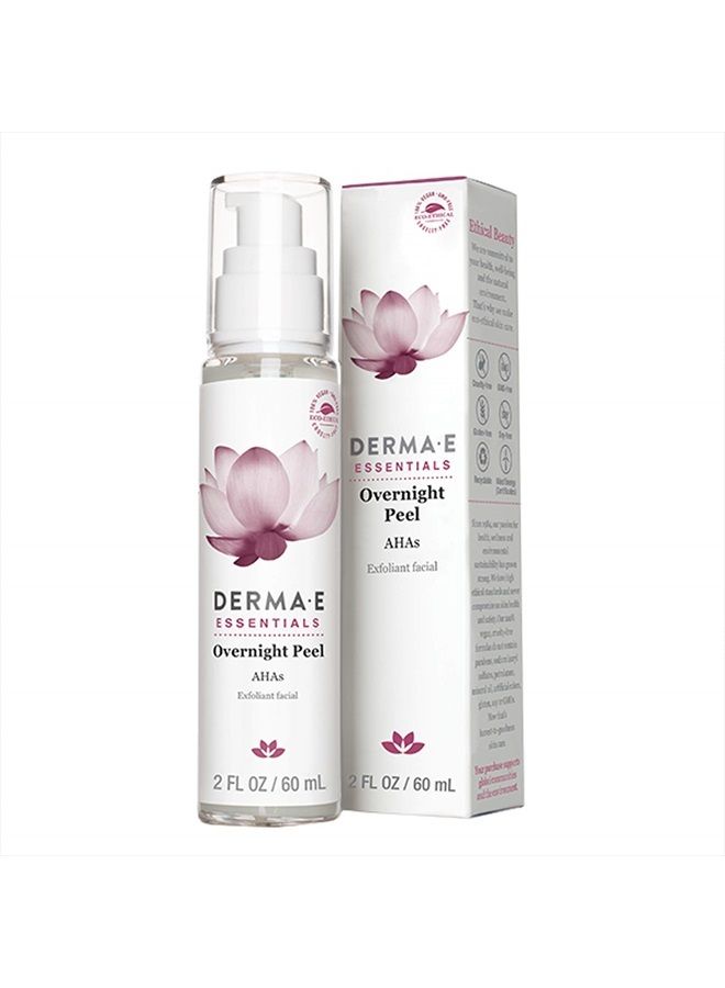 DERMA E Overnight Peel – Alpha Hydroxy Acid Face Mask for Acne Scars, Uneven Skin & Hyperpigmentation – Peel with AHAs Calms, Hydrates & Retexturizes, 2 fl oz