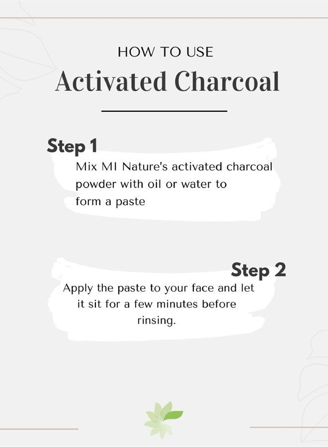 Activated Charcoal Powder by mi Nature | 227g(8 oz) (0.5 lb) | Teeth Whitening Powder | Activated Charcoal for Facial mask | Skin Care