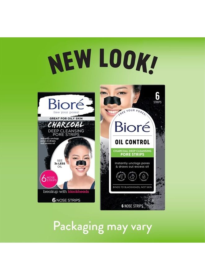 Charcoal Blackhead Remover Pore Strips, Deep Cleansing Nose Strips for Blackhead Removal and Pore Unclogging, 3X Less Oil, 6 Count