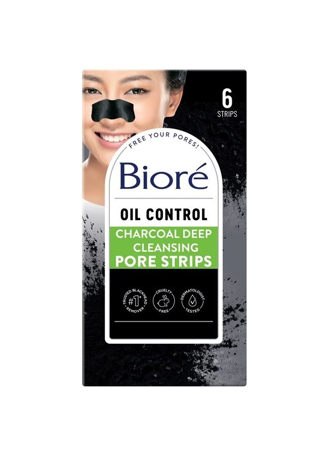Charcoal Blackhead Remover Pore Strips, Deep Cleansing Nose Strips for Blackhead Removal and Pore Unclogging, 3X Less Oil, 6 Count