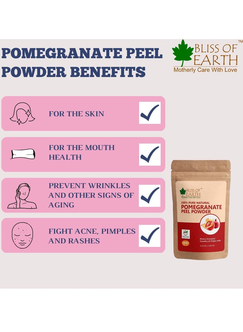 100% Pure & Natural Pomegranate Peel Powder 100GM Cure Pimple & Acne Remove Wrinkles Natural Sore Throat Reliver Anar Powder Pack of 3