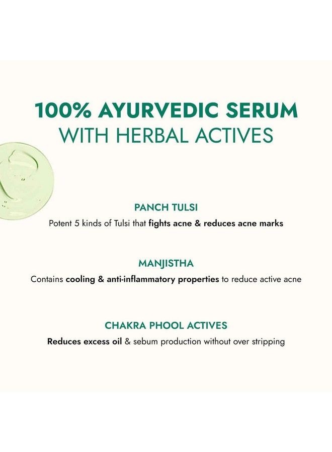 Tulsi Antiacne Serum 30 Ml; For Acne & Acne Marks; Made Safe Certified100% Ayurvedic Serum With Herbal Actives