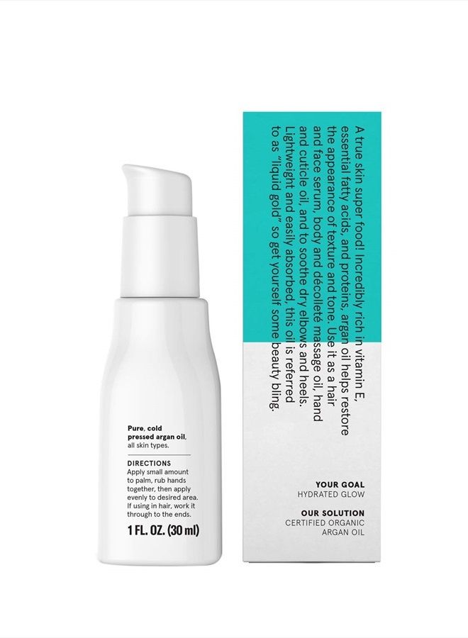 The Essentials Moroccan Argan Oil - Rich in Vitamin E and Essential Fatty Acids - Hydrating & Soothing Multi-Purpose Oil For All Skin & Hair Type - All Natural Pure & Cold Pressed - 1 Fl Oz