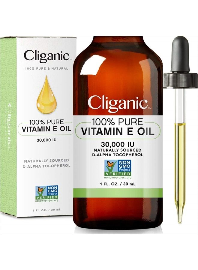 100% Pure Vitamin E Oil for Skin, Hair & Face - 30,000 IU, Non-GMO Verified | Natural D-Alpha Tocopherol