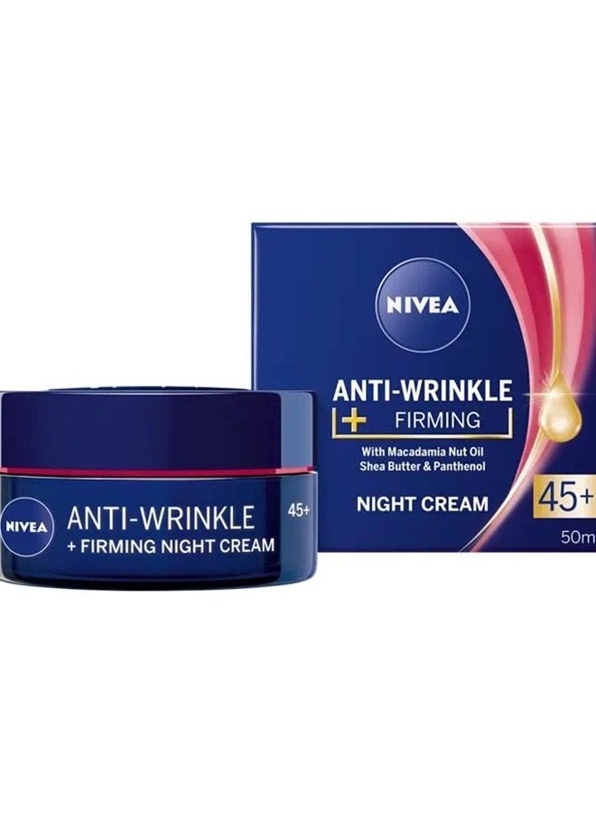 Nivea Anti-wrinkle + firming night care face cream 45+ with macadamia nut oil, shea butter and panthenol 50ml / 1.69 oz