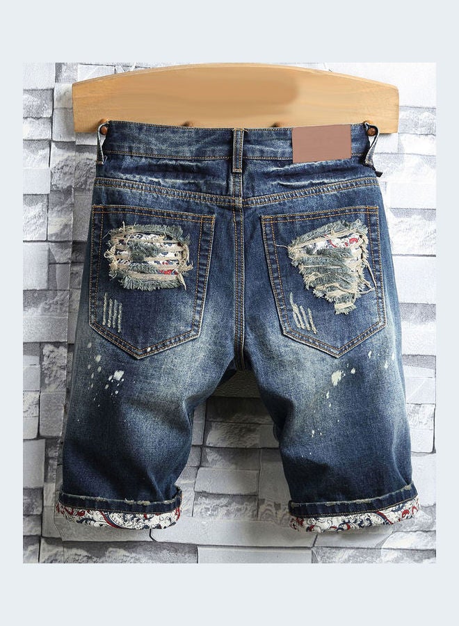 Ripped Short Jeans Blue