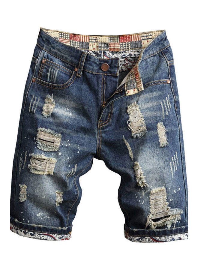 Ripped Short Jeans Blue