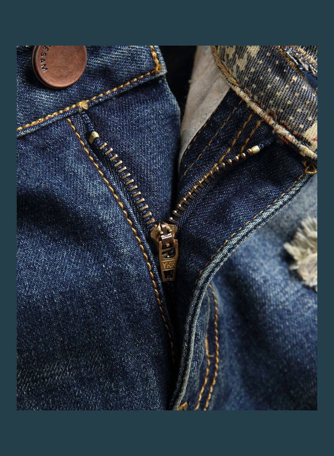 Ripped Short Jeans Blue