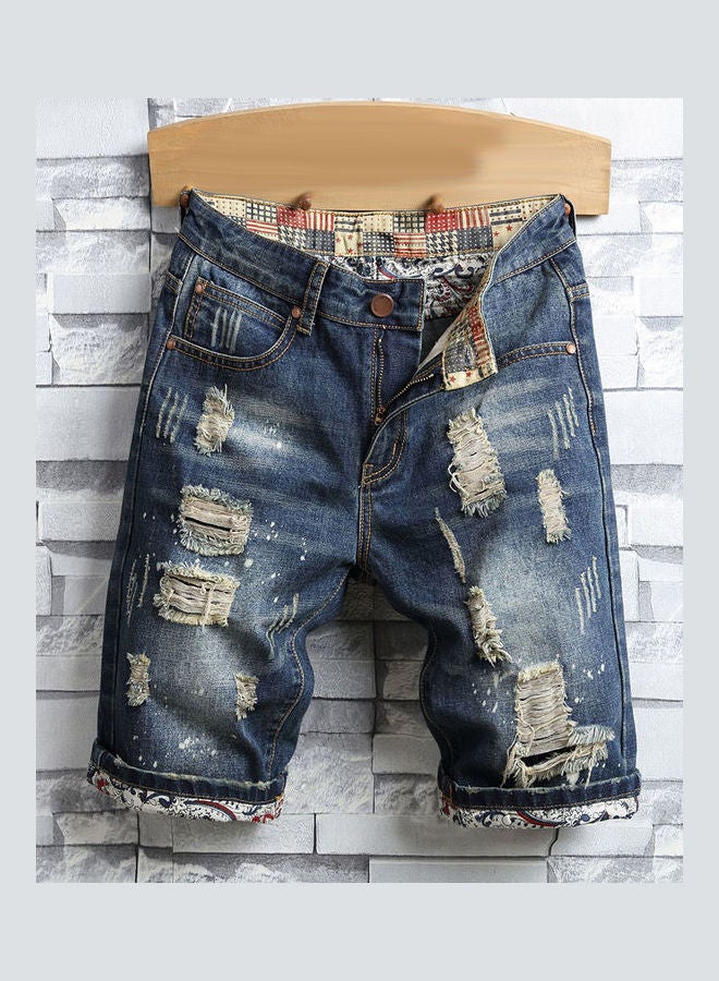 Ripped Short Jeans Blue