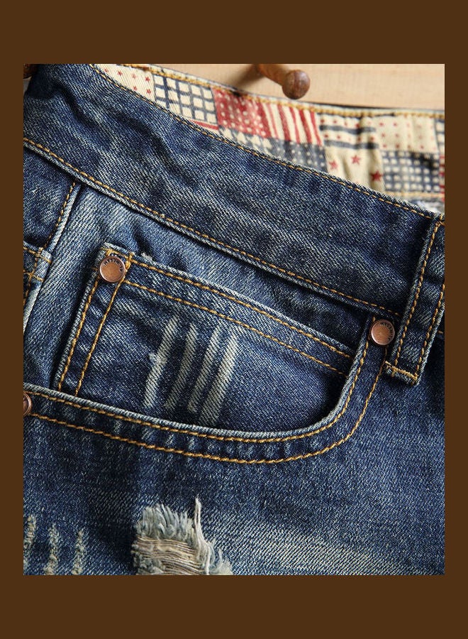 Ripped Short Jeans Blue
