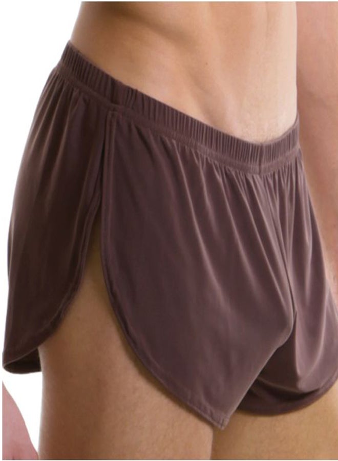 Solid Side Slit Shorts Coffee
