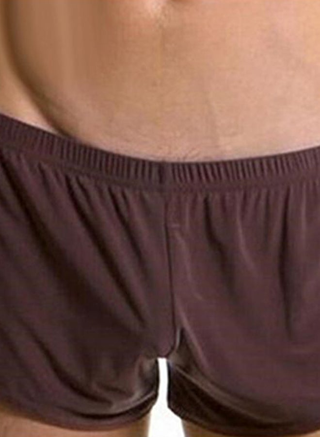 Solid Side Slit Shorts Coffee