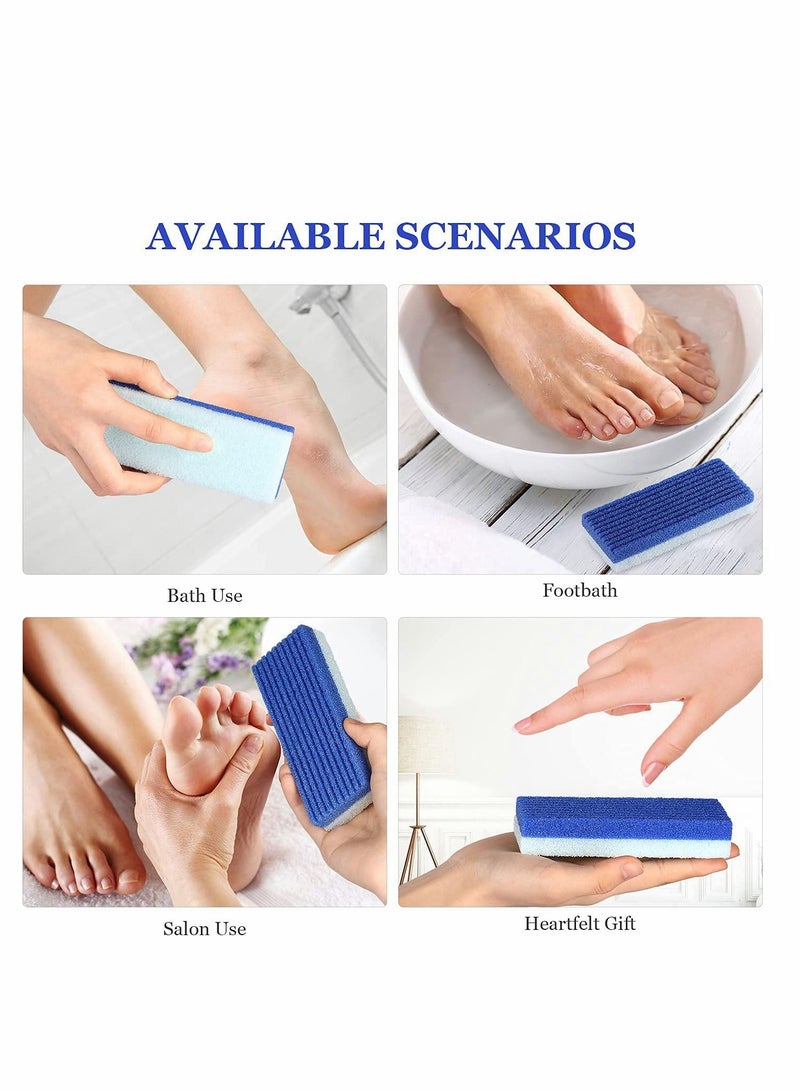 Pumice Stone for Feet 2 in 1, 4 Pack Foot Scrubber & Callus Remover Pedicure Salon Use, Double-sided Design Blue