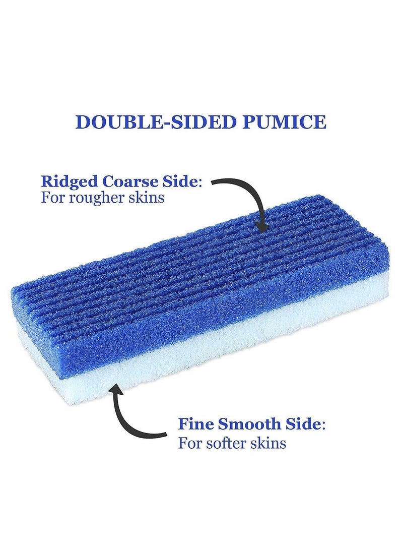 Pumice Stone for Feet 2 in 1, 4 Pack Foot Scrubber & Callus Remover Pedicure Salon Use, Double-sided Design Blue