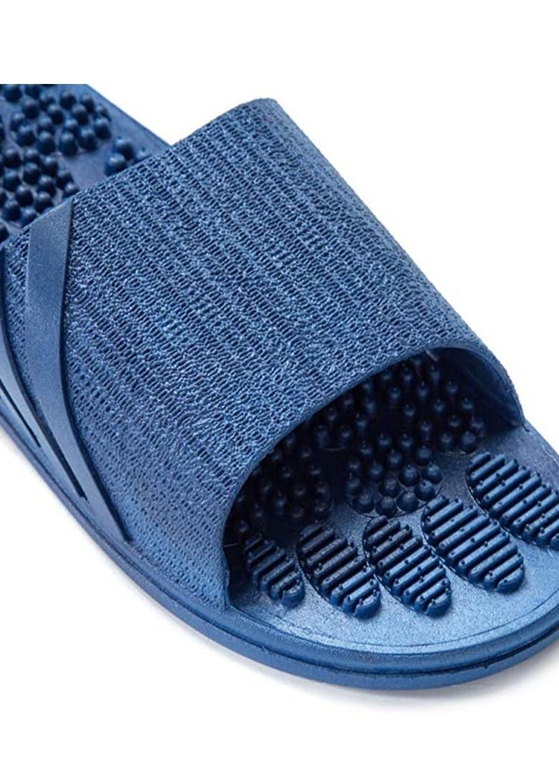 Shiatsu Massage Slippers 1 Pair Foot Anti-Slip Bath Home Sandals Men and Women Shower (Blue, 42-43)