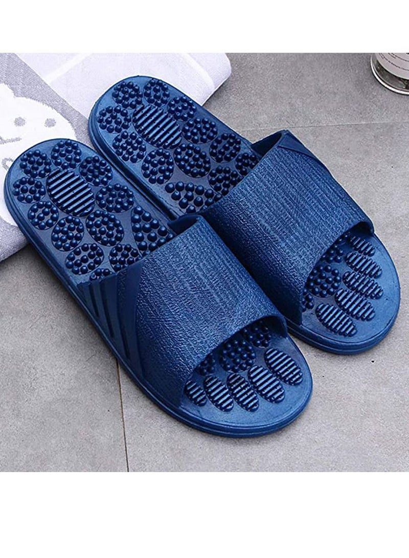 Shiatsu Massage Slippers 1 Pair Foot Anti-Slip Bath Home Sandals Men and Women Shower (Blue, 42-43)