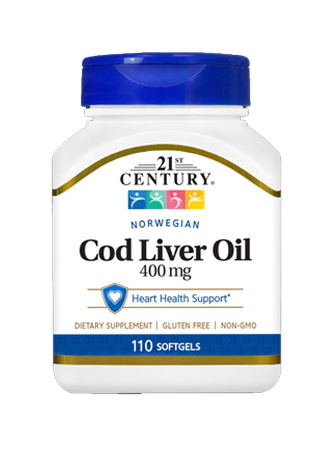 Norwegian Cod Liver Oil Heart Support - 110 Softgels 400 Mg