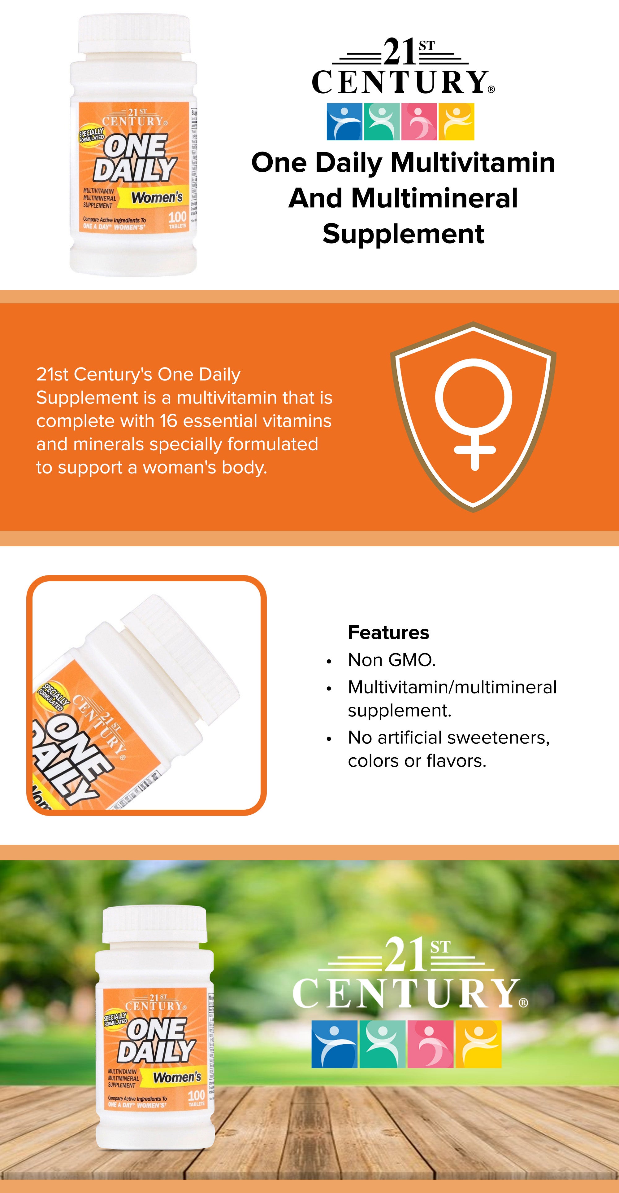 One Daily Womens Multivitamin/Multimineral Supplement,100 Tablets