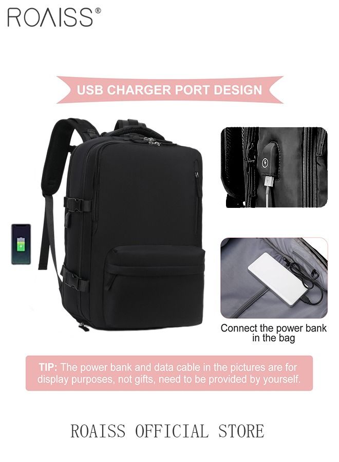 Travel Backpack for Men Women Carry On Backpack with USB Charging Port Shoe Compartment 15.6 Inch Laptop Backpack Flight Approved College School Bag Casual Daypack for Weekender Business Hiking