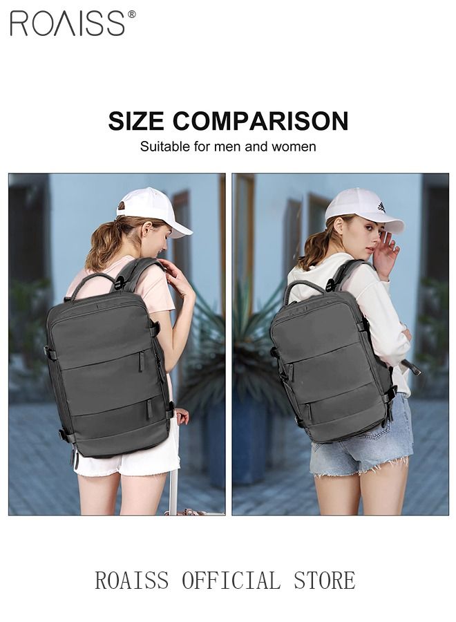 Travel Backpack for Men Women Carry On Backpack with USB Charging Port Shoe Compartment 15.6 Inch Laptop Backpack Flight Approved College School Bag Casual Daypack for Weekender Business Hiking