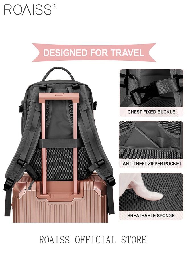 Travel Backpack for Men Women Carry On Backpack with USB Charging Port Shoe Compartment 15.6 Inch Laptop Backpack Flight Approved College School Bag Casual Daypack for Weekender Business Hiking