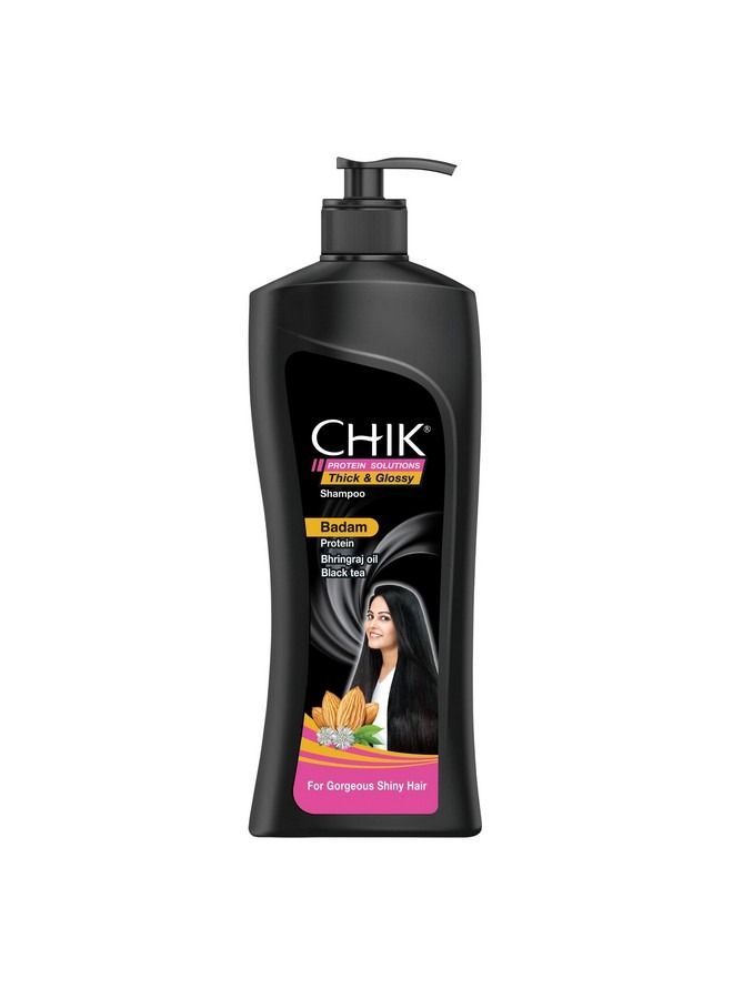 Protein Solution Thick And Glossy Shampoo With The Goodness Of Badam Protein Bhringraj Oil And Black Tea For Gorgeous Shiny Hair For Men And Women 340Ml