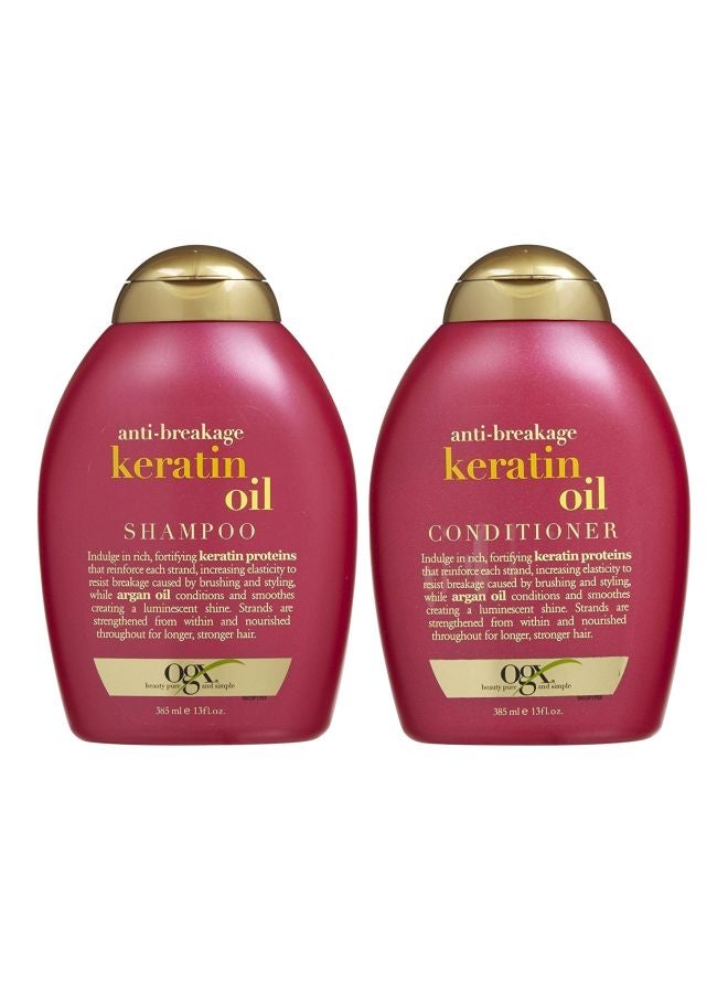 Pack Of 2 Anti-Breakage Keratin Oil Shampoo And Conditioner Set