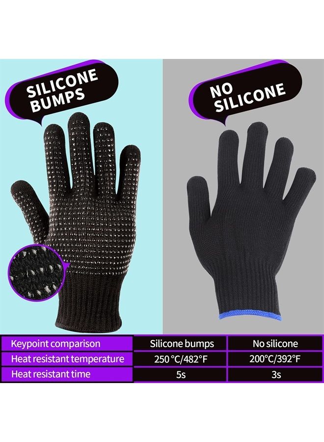 Heat Resistant Glove With Silicone Bumps For Hair Iron Tool, New Upgraded Professional Heat Gloves For Heat Press, Heat Protectant Gloves For Hair Styling, Sublimation Gloves Heat Resistant