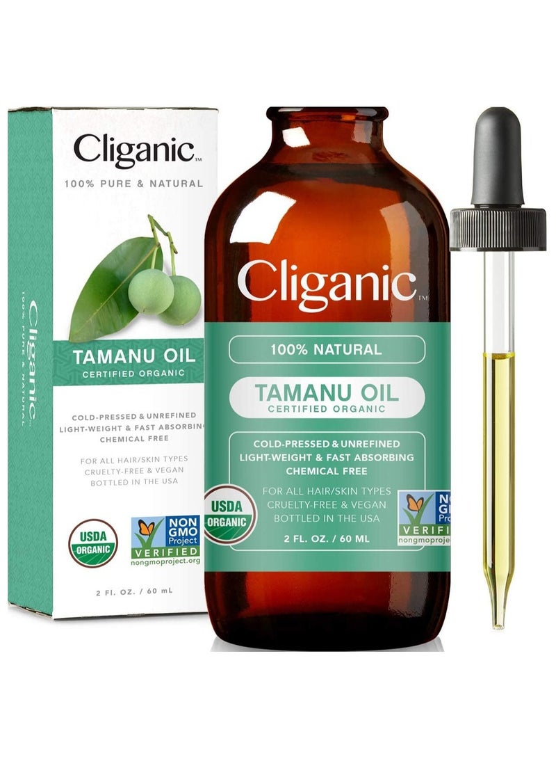 Cliganic Tamanu Oil for Skin, Hair And Face, 2 Fl Oz
