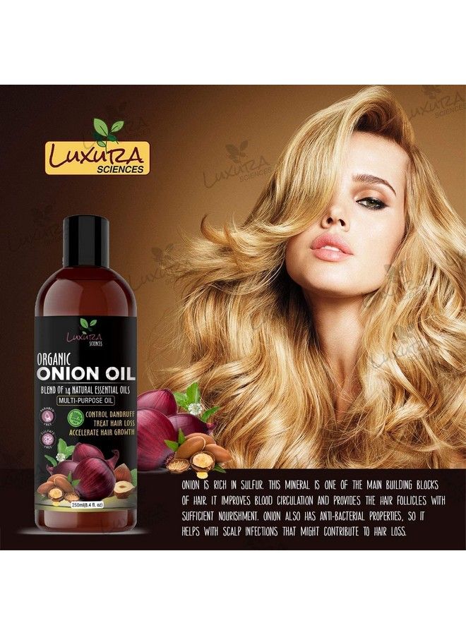 250 Ml Onion Hair Oil With 14 Essential Oils Multipurpose Hair Growth Oil/Serum For Complete Hair Treatment With Argan Bhringraj Hibiscus Sesameamlasweet Almond Olive And More (1)