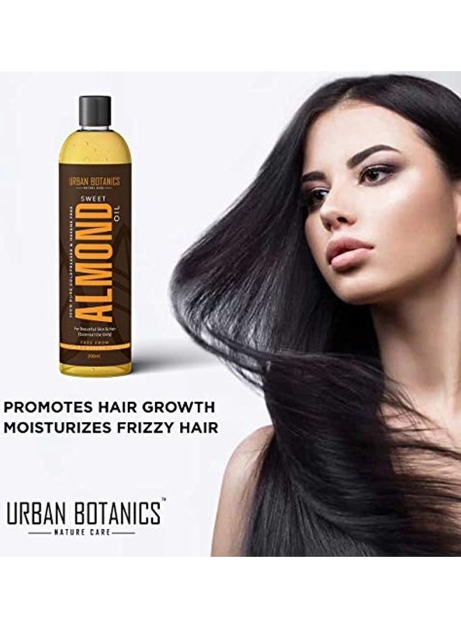 Pure Cold Pressed Sweet Almond Oil For Hair And Skin Brown 200ml