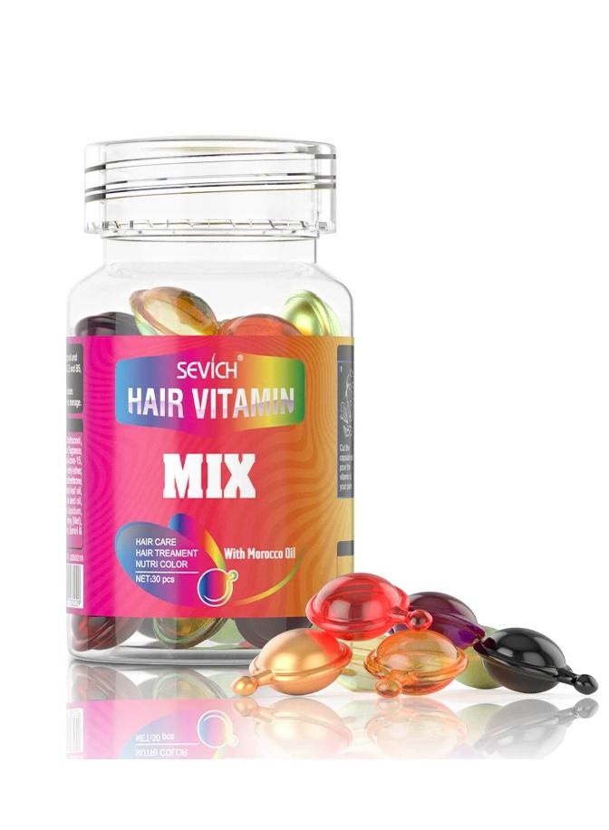 30 Pieces Mix Hair Vitamin Capsule Keratin Anti Hair Loss Hair Care Capsules Complex Oil Repair Damaged Hair Scalp Treatment For Women & Men