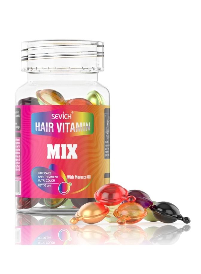 30 Pieces Mix Hair Vitamin Capsule Keratin Anti Hair Loss Hair Care Capsules Complex Oil Repair Damaged Hair Scalp Treatment for Women & Men