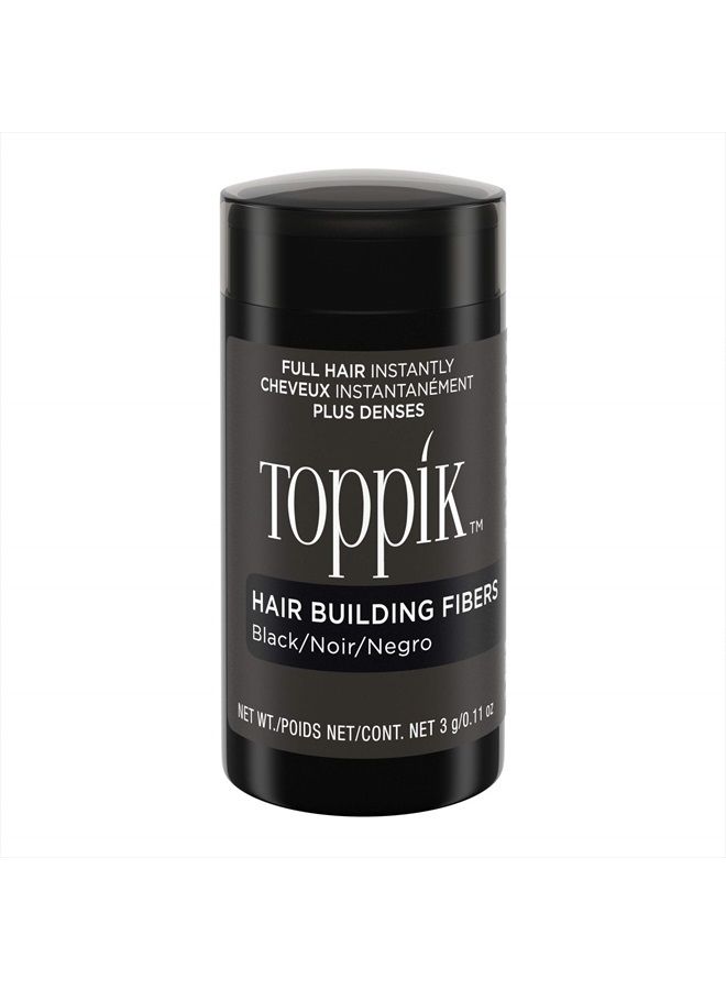 Toppik Hair Building Fibers, Black, 3g Fill In Fine or Thinning Hair Instantly Thicker, Fuller Looking Hair 9 Shades for Men Women