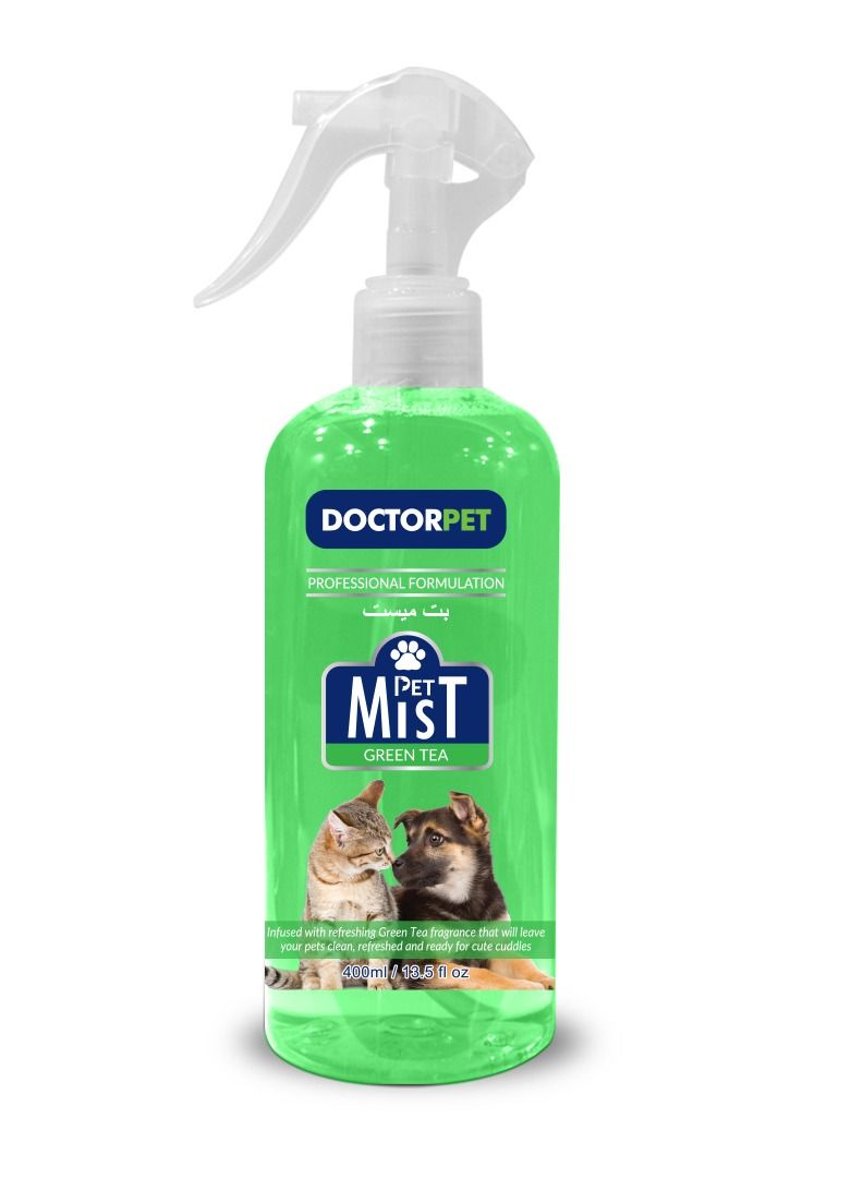 Doctor Pet Green Tea Fragrance Mist Cologne 400ML – Pet Safe Deodorizing Spray, Refreshing Green Tea Scent, Long-Lasting Freshness, Hypoallergenic for Cats and Dogs