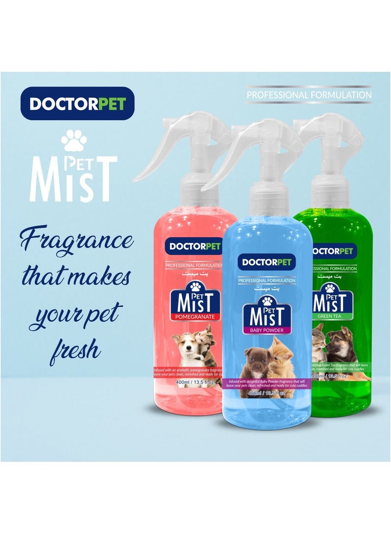 Doctor Pet Green Tea Fragrance Mist Cologne 400ML – Pet Safe Deodorizing Spray, Refreshing Green Tea Scent, Long-Lasting Freshness, Hypoallergenic for Cats and Dogs