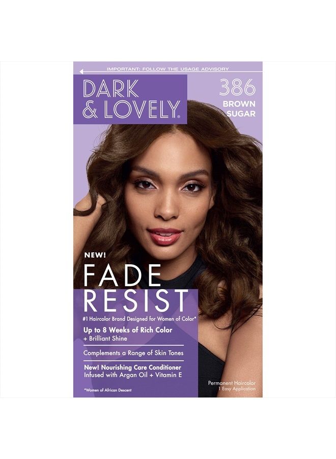 Dark and Lovely Fade Resist Rich Conditioning Hair Color, Permanent Hair Color, Up To 100 percent Gray Coverage, Brilliant Shine with Argan Oil and Vitamin E, Brown Sugar