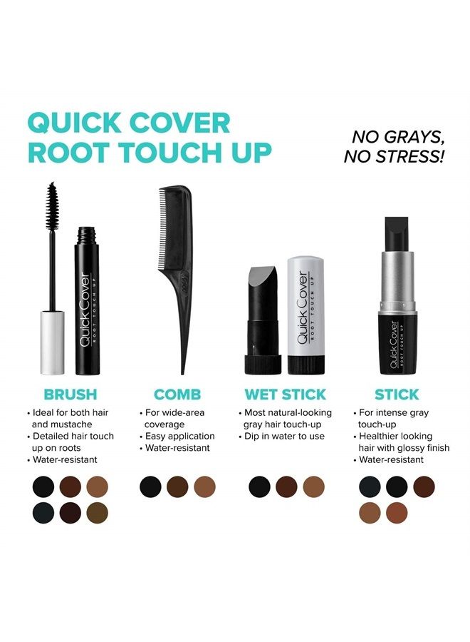 RED by Kiss Quick Cover Root Touch Up Mascara 2PCS Water-Resistant Temporary Gray Concealer Cover Up Brush for Hair and Beard (Medium Brown)