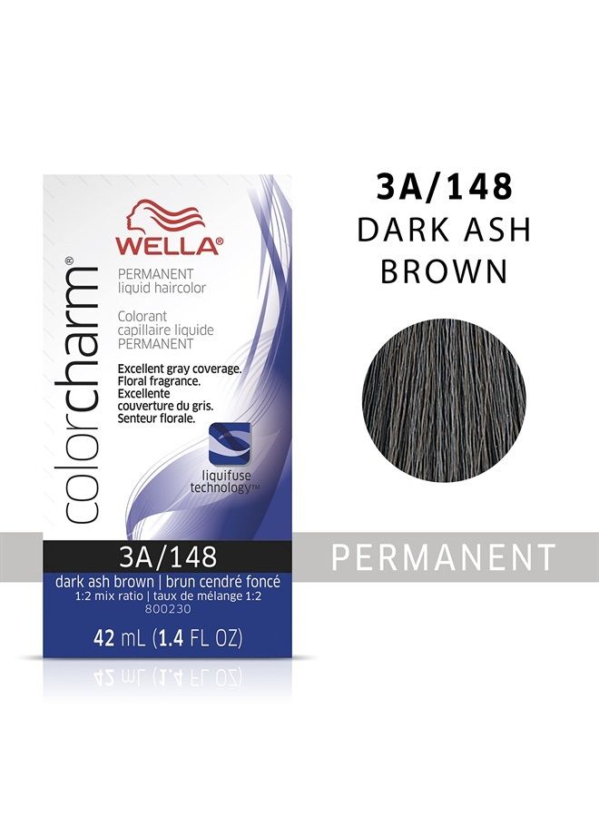 Permanent Liquid Hair Color for Gray Coverage 3A Dark Ash Brown 1.42 Fl Oz