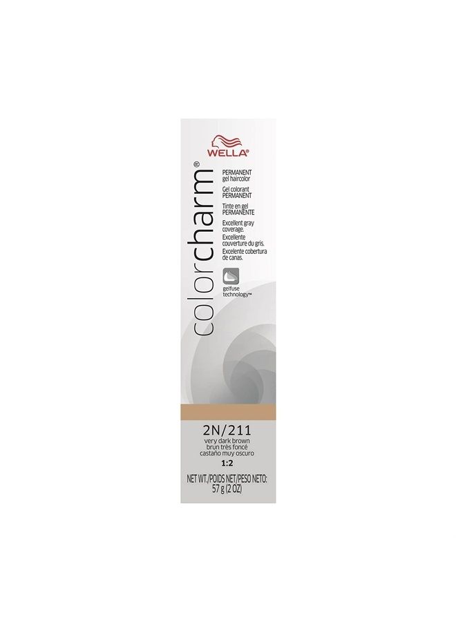 WELLA colorcharm Permanent Gel Hair Color for Gray Coverage, 2N/211 Very Dark Brown, 2 oz