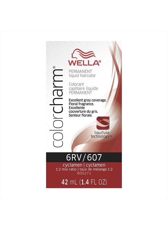 WELLA colorcharm Permanent Liquid Hair Color for Gray Coverage 6RV Cyclamen 1.42 Fl Oz