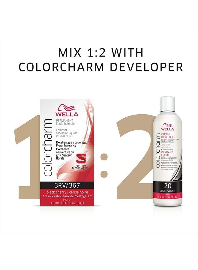 WELLA colorcharm Permanent Liquid Hair Color for Gray Coverage 6RV Cyclamen 1.42 Fl Oz