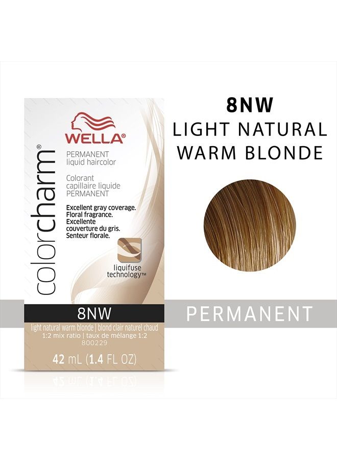 WELLA colorcharm Permanent Liquid Hair Color for Gray Coverage, 008NW Light Natural Warm Blonde