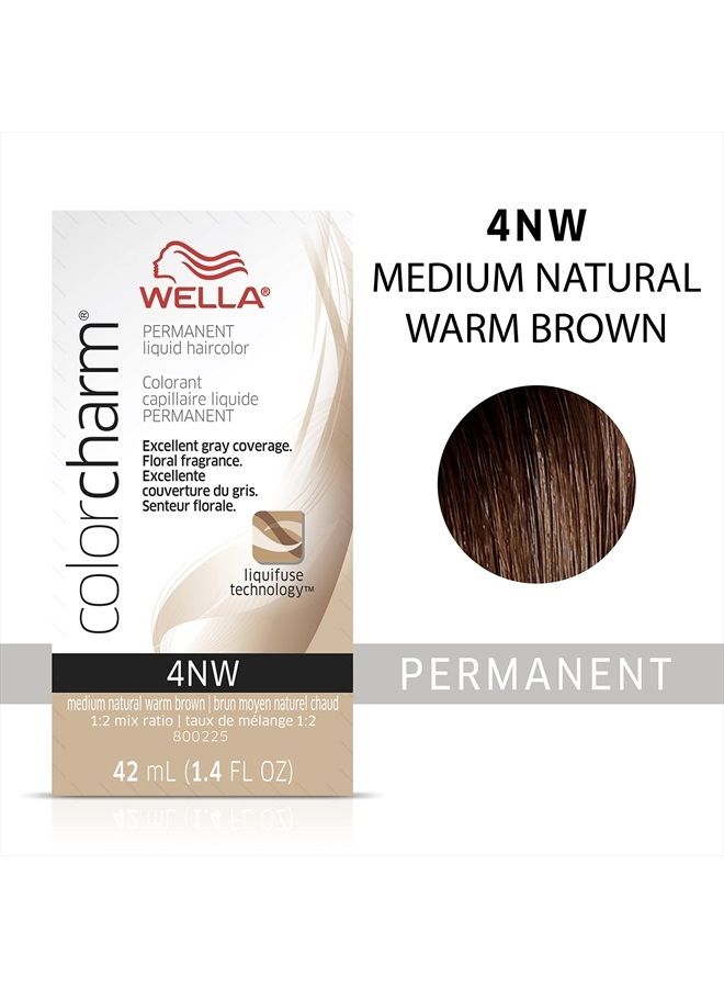Permanent Liquid Hair Color for Gray Coverage, 4NW Med Natural Warm Brown