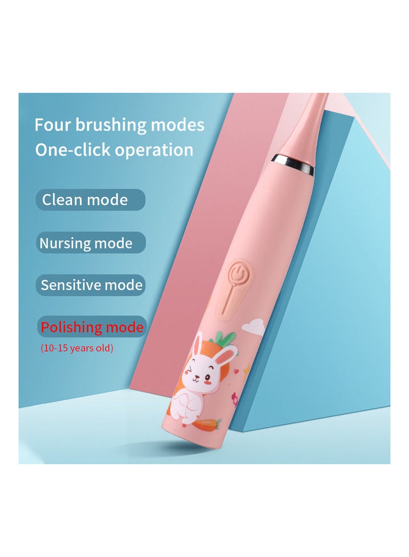 Children's Electric Toothbrush Cartoon Pattern for Kids with Replace The Tooth Brush Head Ultrasonic Electric Toothbrush