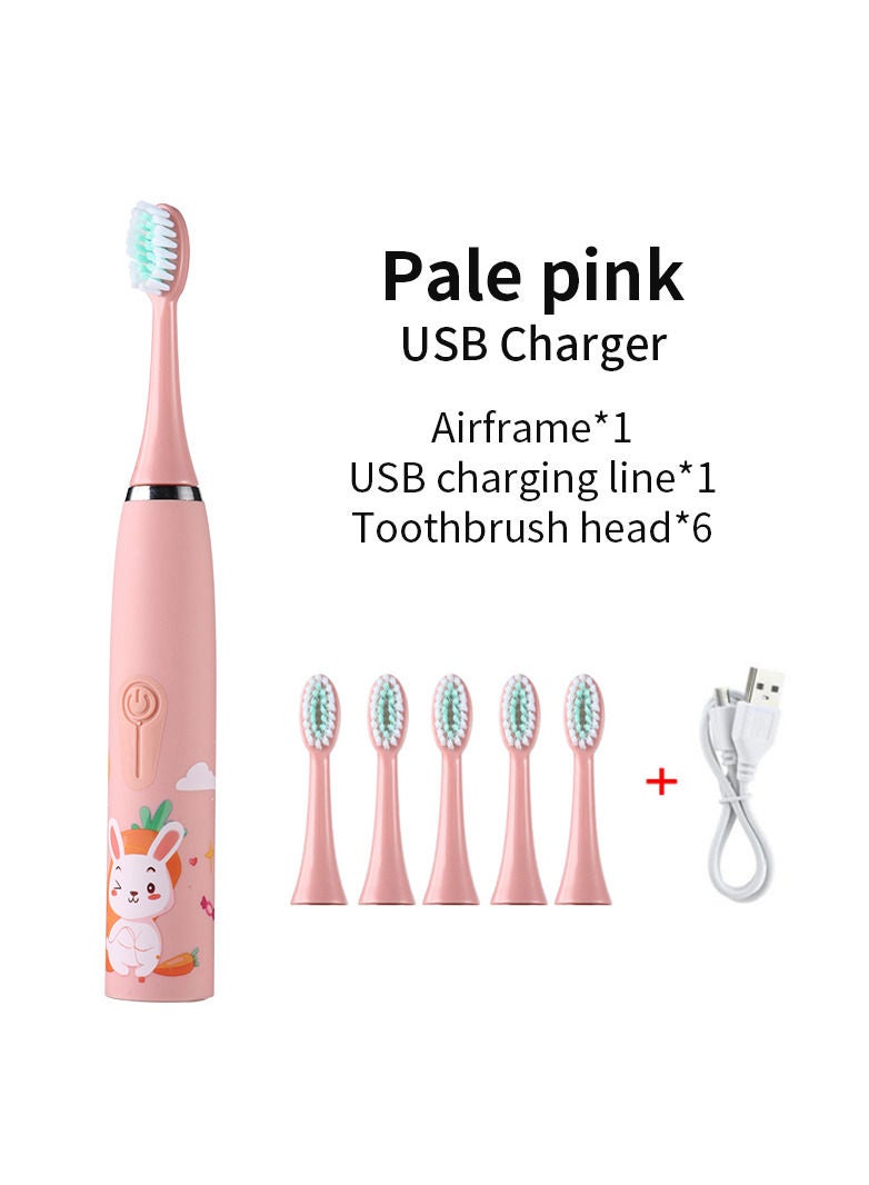 Children's Electric Toothbrush Cartoon Pattern for Kids with Replace The Tooth Brush Head Ultrasonic Electric Toothbrush