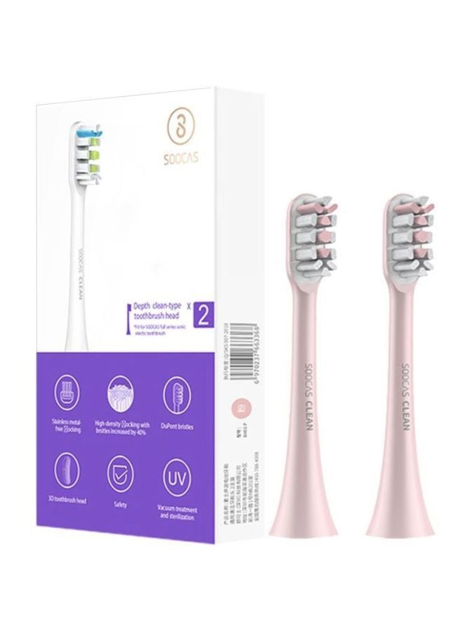 2-Piece Electric Toothbrush Head Set Pink