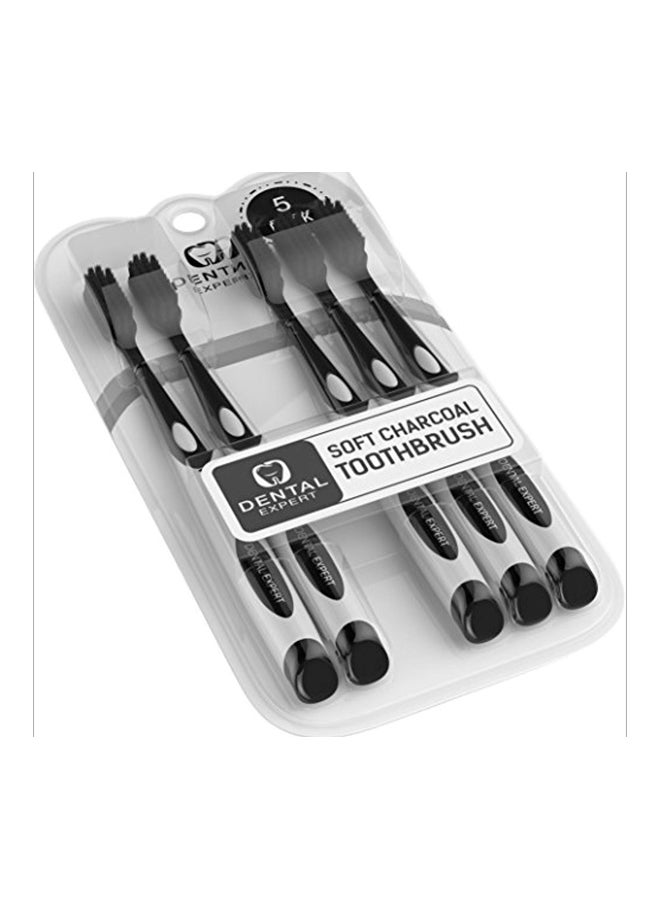5-Piece Charcoal Slim Teeth Toothbrush Black/White