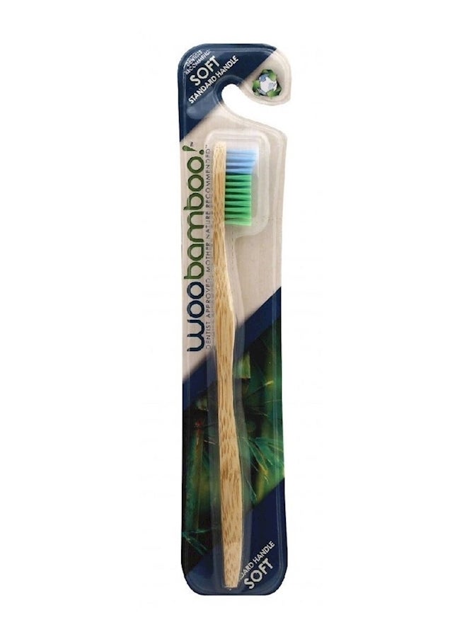 Soft Toothbrush With Bamboo Handle Beige/White/Blue