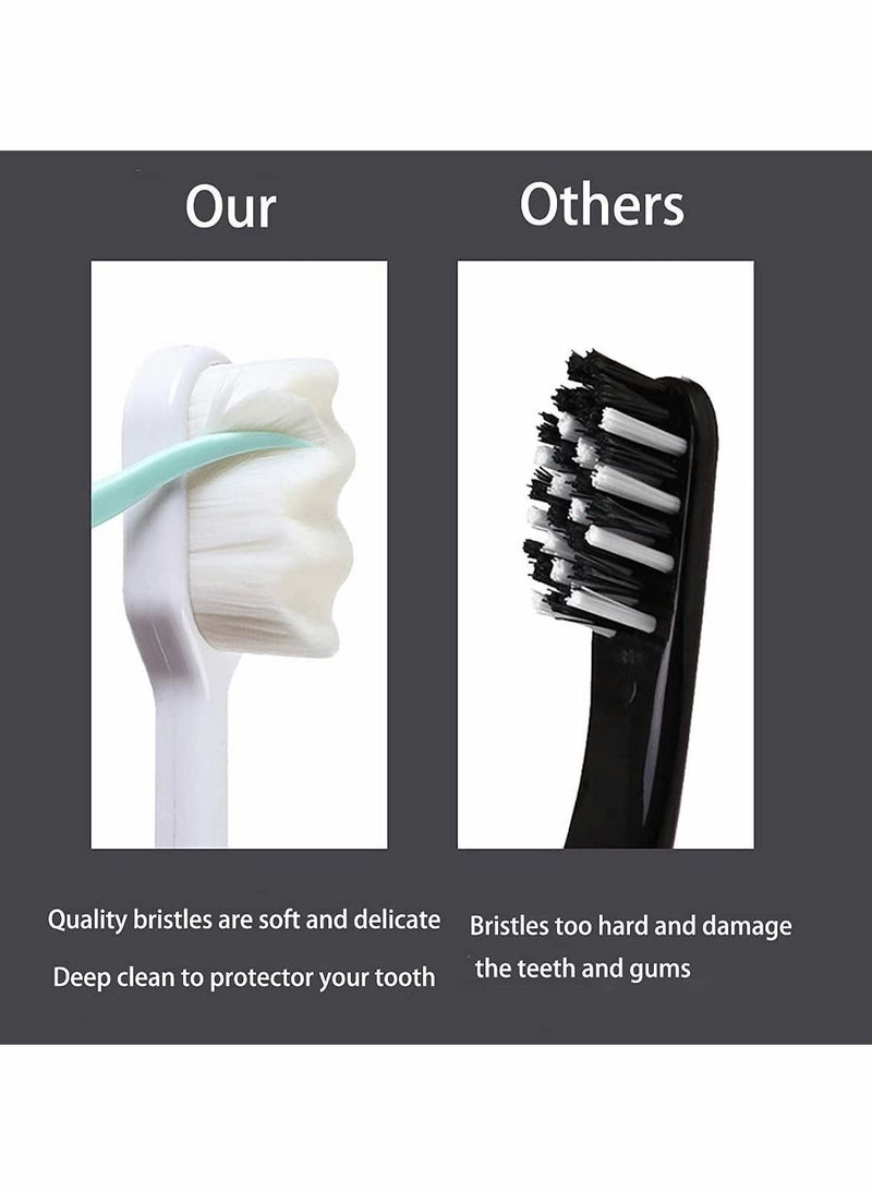 Extra Soft Toothbrush for Sensitive Gums with 20000 Floss Bristle Pregnant Women, Elderly, Adult, Kid, Braces and Gum Recessions (Black, White, Green, Pink)